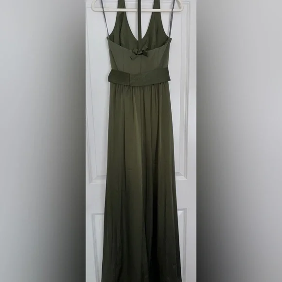 Vera Wang WHITE Green V-Neck Maxi Dress Formal Bridal 4 - Picture 2 of 7